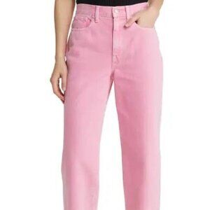 Madewell Baggy Straight Jeans in Garment Wash | Pink | Size 29